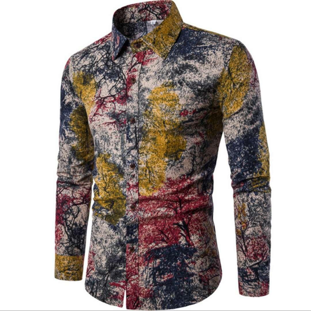 Vintage floral velvet long sleeve button down shirt - Obeezi.com