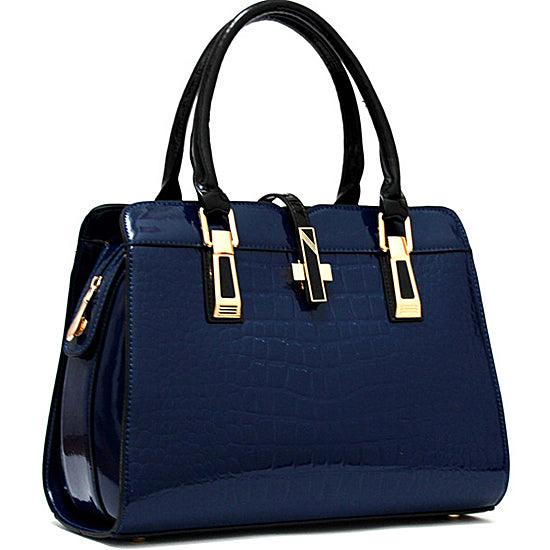 Vintage Luxury Tote Women's Handbag With Embossed logo Blue - Obeezi.com
