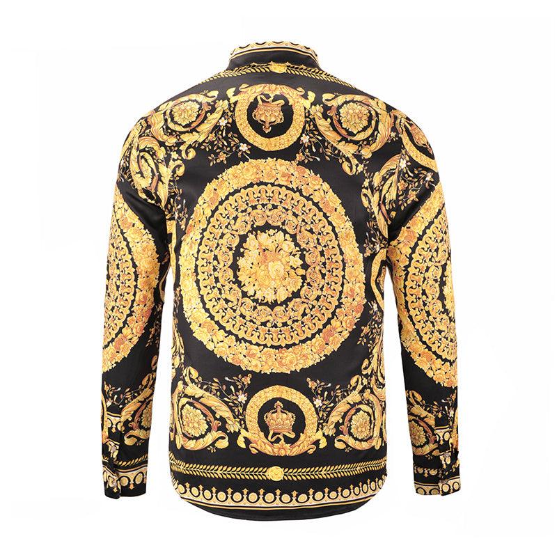 Vintage VE 3D Print Shirts Fancy Hombre Autumn Gold and Black - Obeezi.com