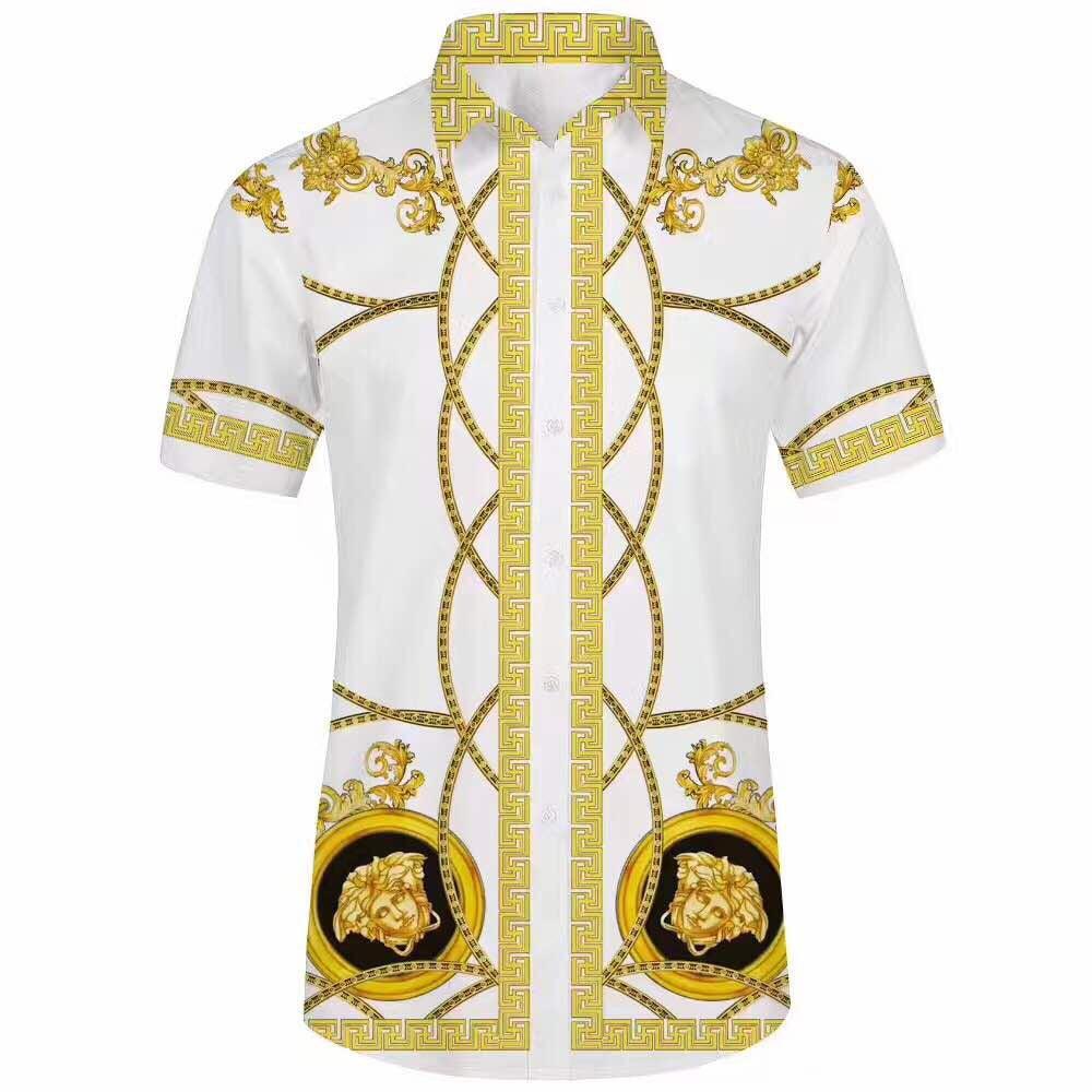 Vintage Ve JEANS White & Gold Short Sleeve Shirt - Obeezi.com