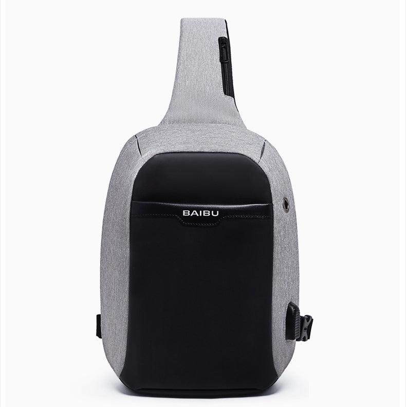 Waterproof Crossbody Bag with USB- Grey - Obeezi.com
