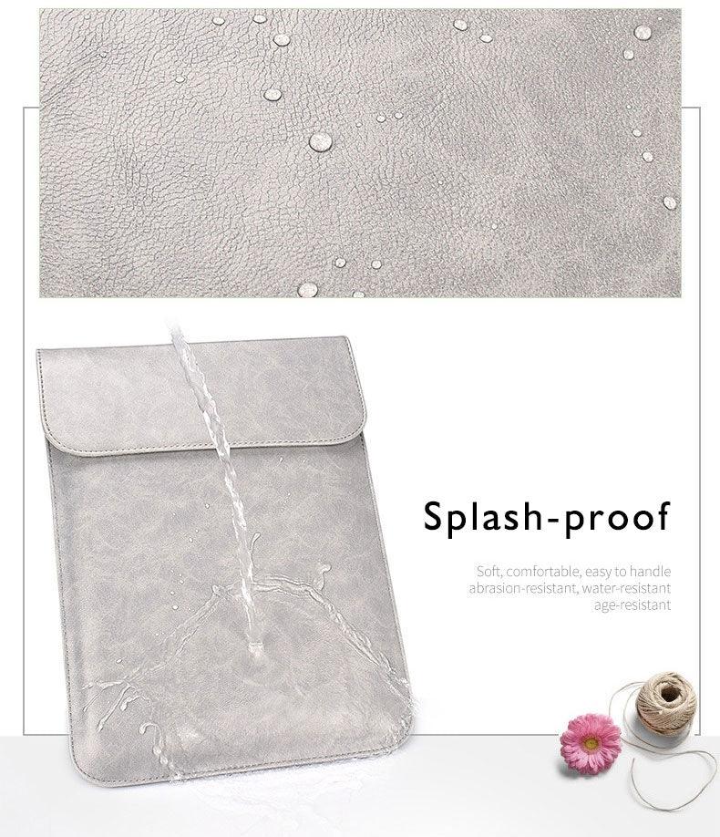 Waterproof Custom PU Leather Slim laptop Bag Sleeve-Khaki - Obeezi.com