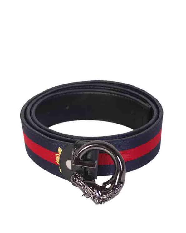 Web Bee With Black Horse Head Buckle Belt Navyblue and Red Stripe - Obeezi.com