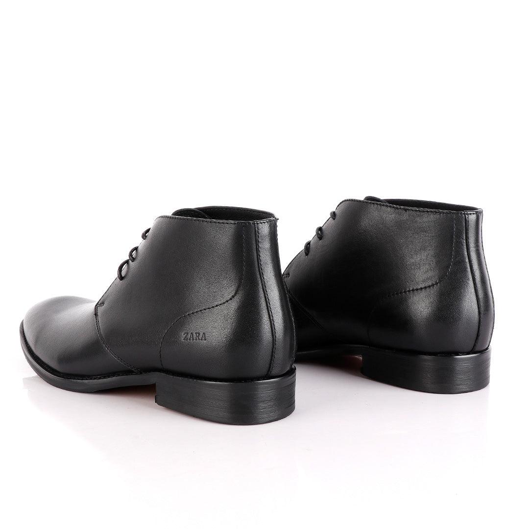 Zara High tops Brogues Lace up Black Leather Chelsea Boot - Obeezi.com