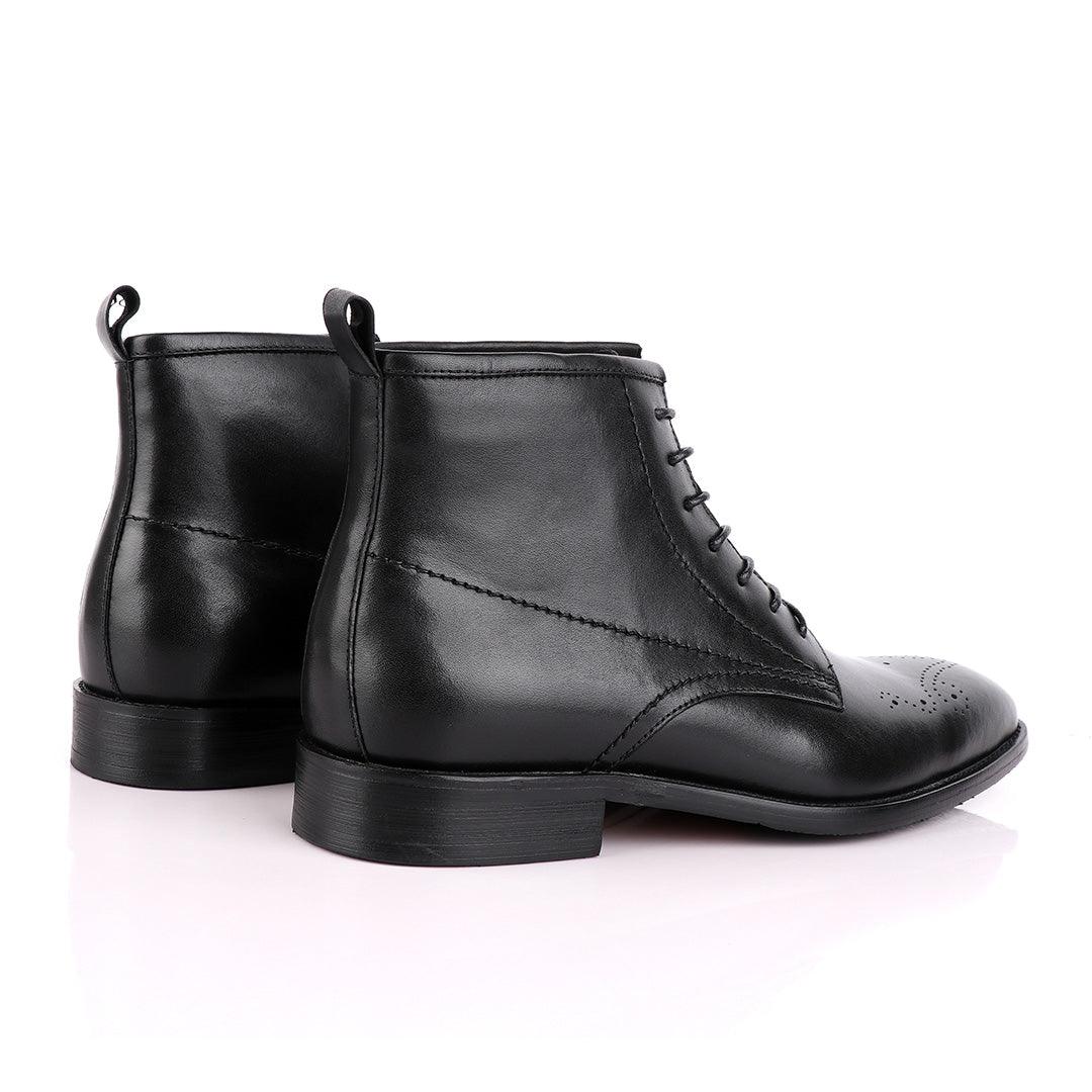 Zara High tops Brogues Lace-up Leather Chelsea Black Boot - Obeezi.com